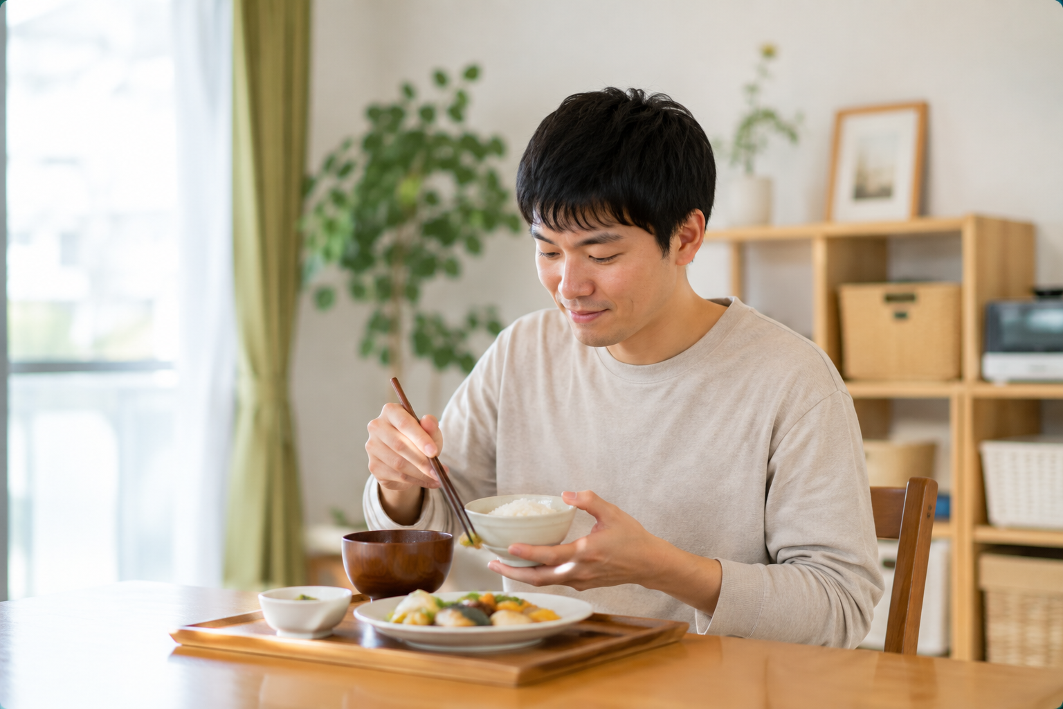 グループホームで食事を楽しむ様子